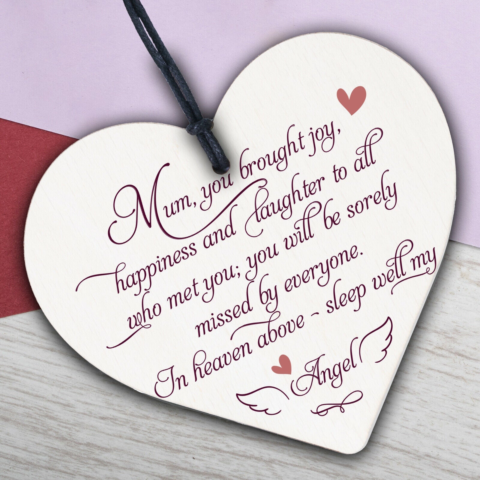 MUM Mother Memorial Birthday Plaque Wood Heart Grave Tribute Rememberance Gift