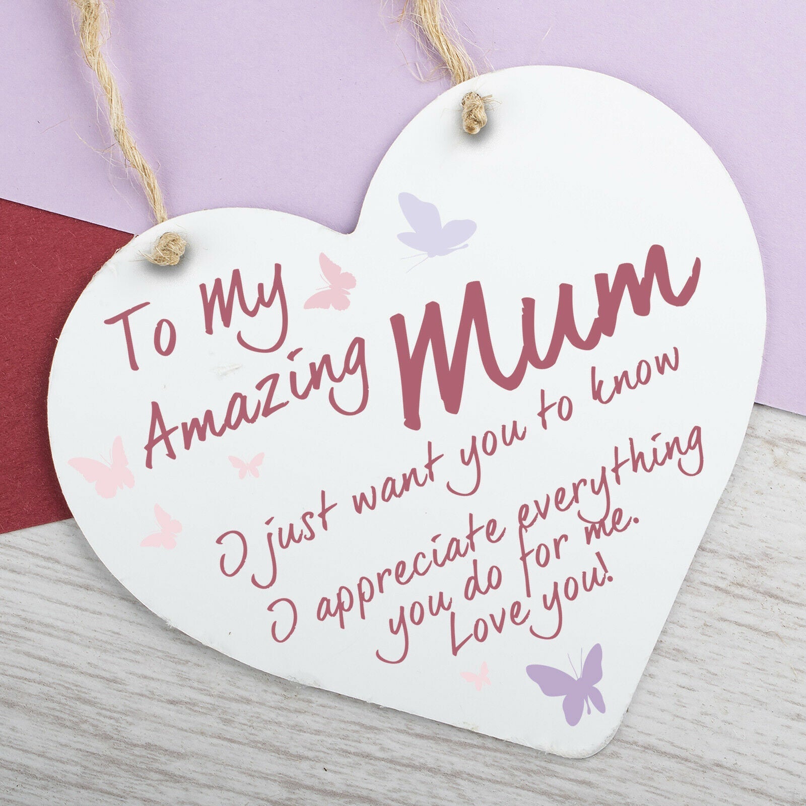 Mothers Day Gift Hanging Sign For Mum Nan Heart Love