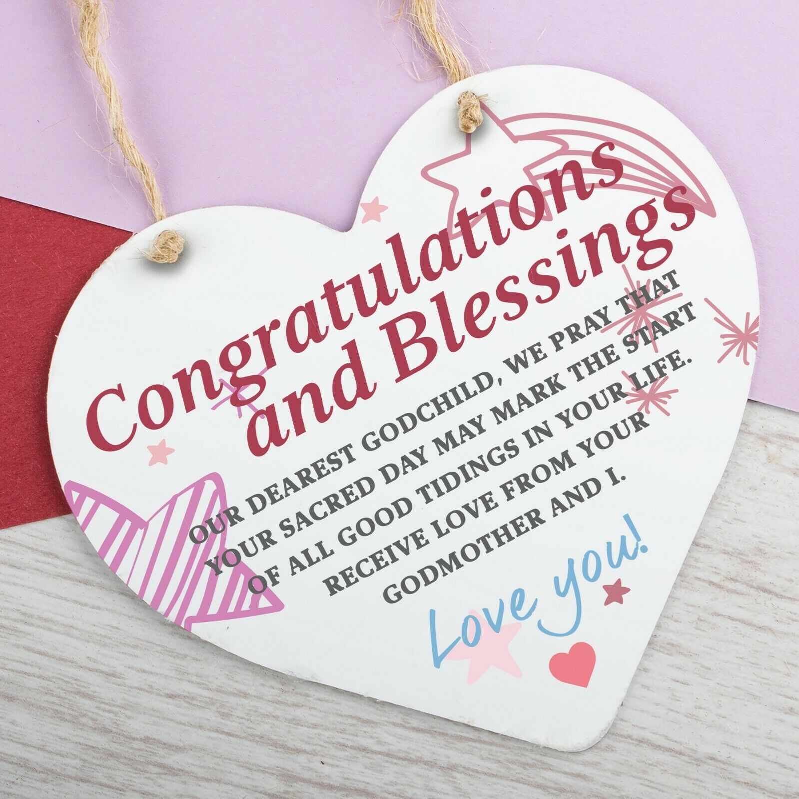 Congratulations Gifts Heart Hanging Sign Godmother Gift New Born Gifts