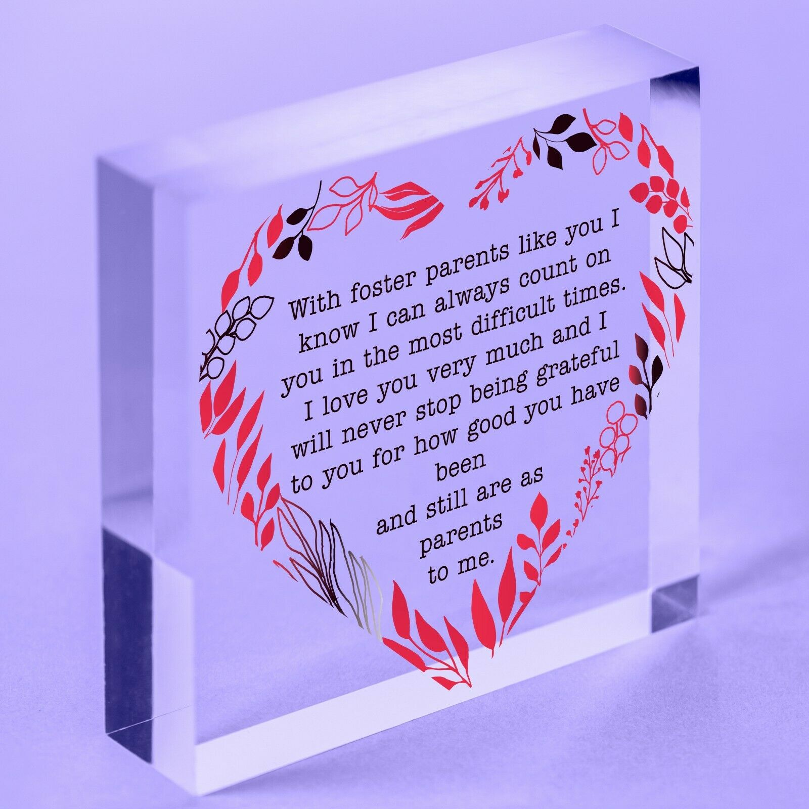 Foster Parent Family Mum Dad Gifts Acrylic Block Chic Sign Thank You Keepsake