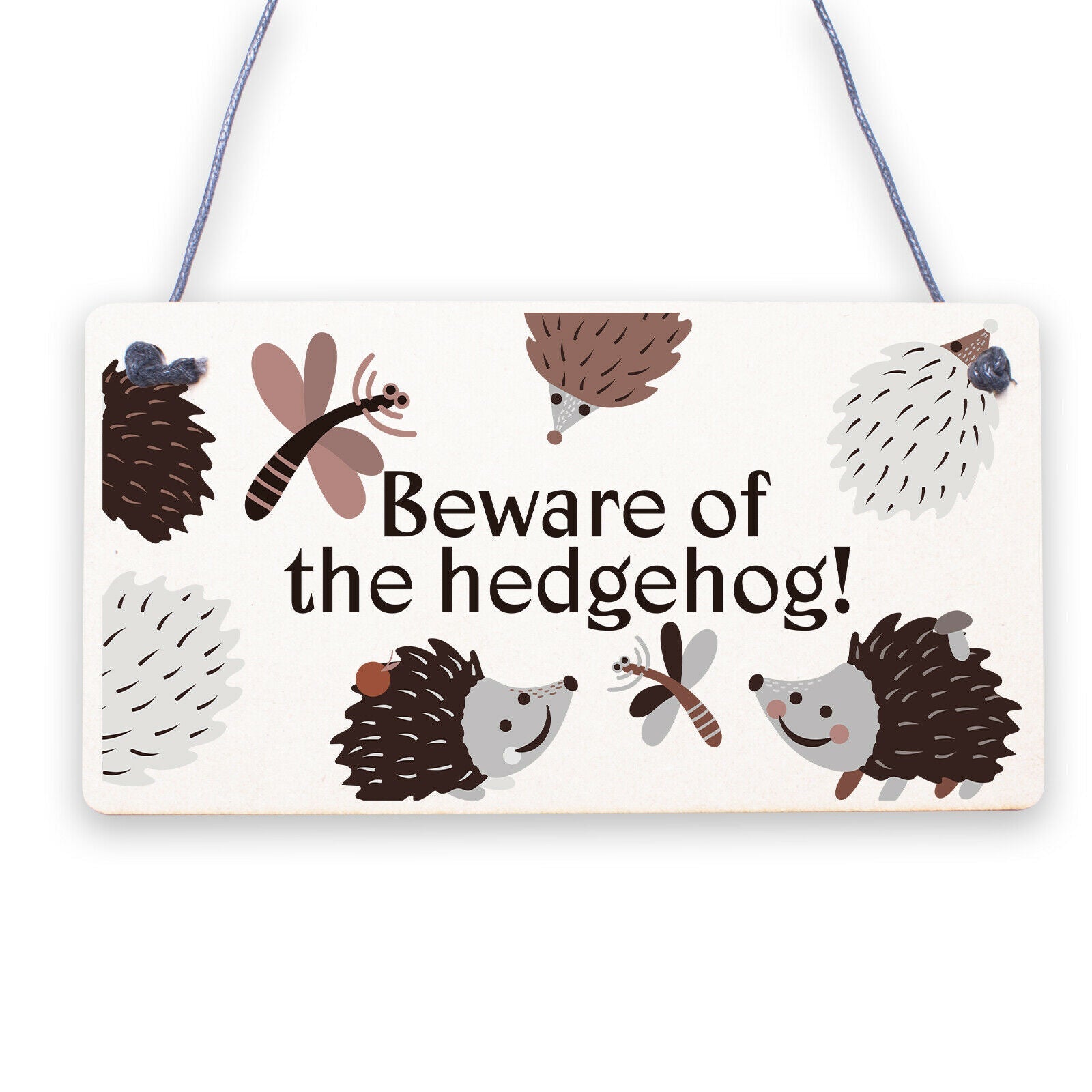 Beware Of The Hedgehog Novelty Wooden Hanging Shabby Chic Plaque Animal Sign