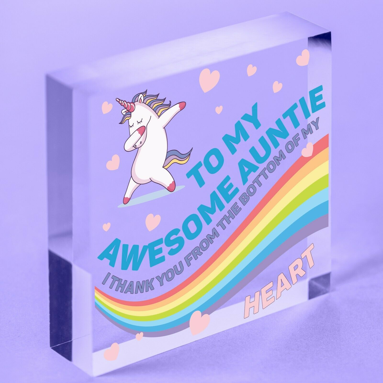 Novelty Unicorn Gift For Auntie Mummy Nanny Sister Christmas Gifts Acrylic Block