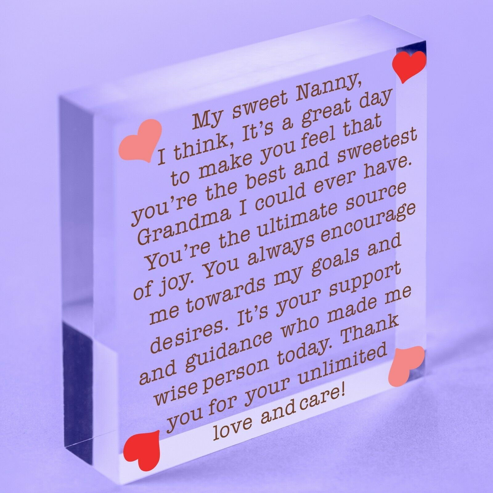 Nanny Plaque Nanny Nana Nanna Gifts Acrylic Block Nanny Presents Birthday Plaque