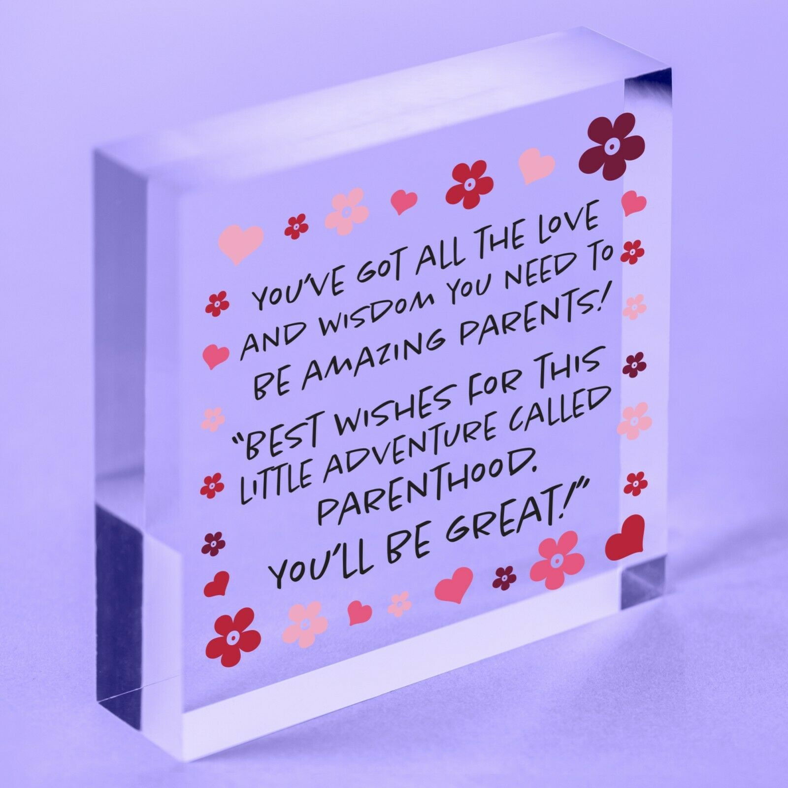 Parenting Gift Special Encouragement Acrylic Plaque Perfect New Mummy Daddy [Bag Included]