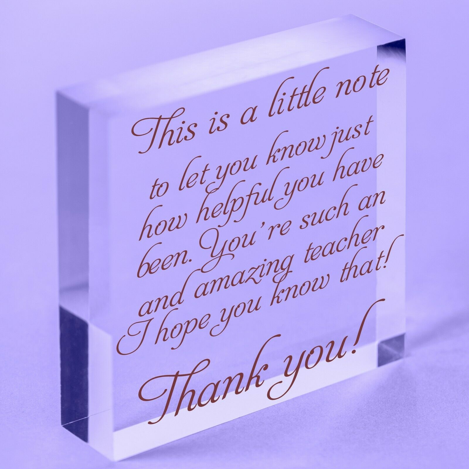 Thank you teacher Special Message Acrylic Block Sign Appreciate You Best Teacher