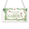 Welcome To Our Garden Novelty Shabby Chic Garden Shed Summer House Sign Gift