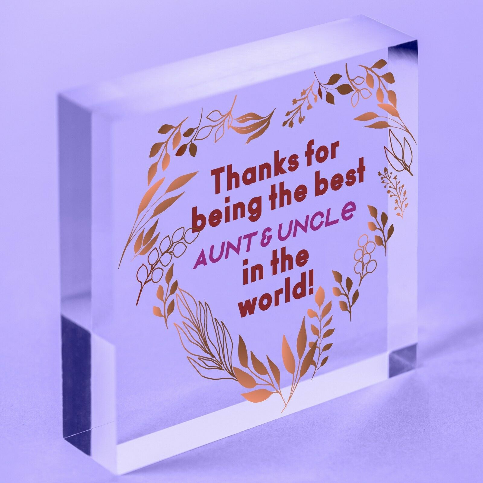 Handmade Gifts For Auntie And Uncle Sign Acrylic Block THANK YOU Gift From Niece
