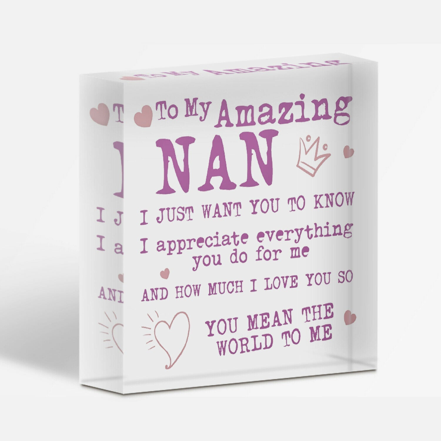 Mothers Day Special Gift for Nan Grandma Present Acrylic Plaque Special Day