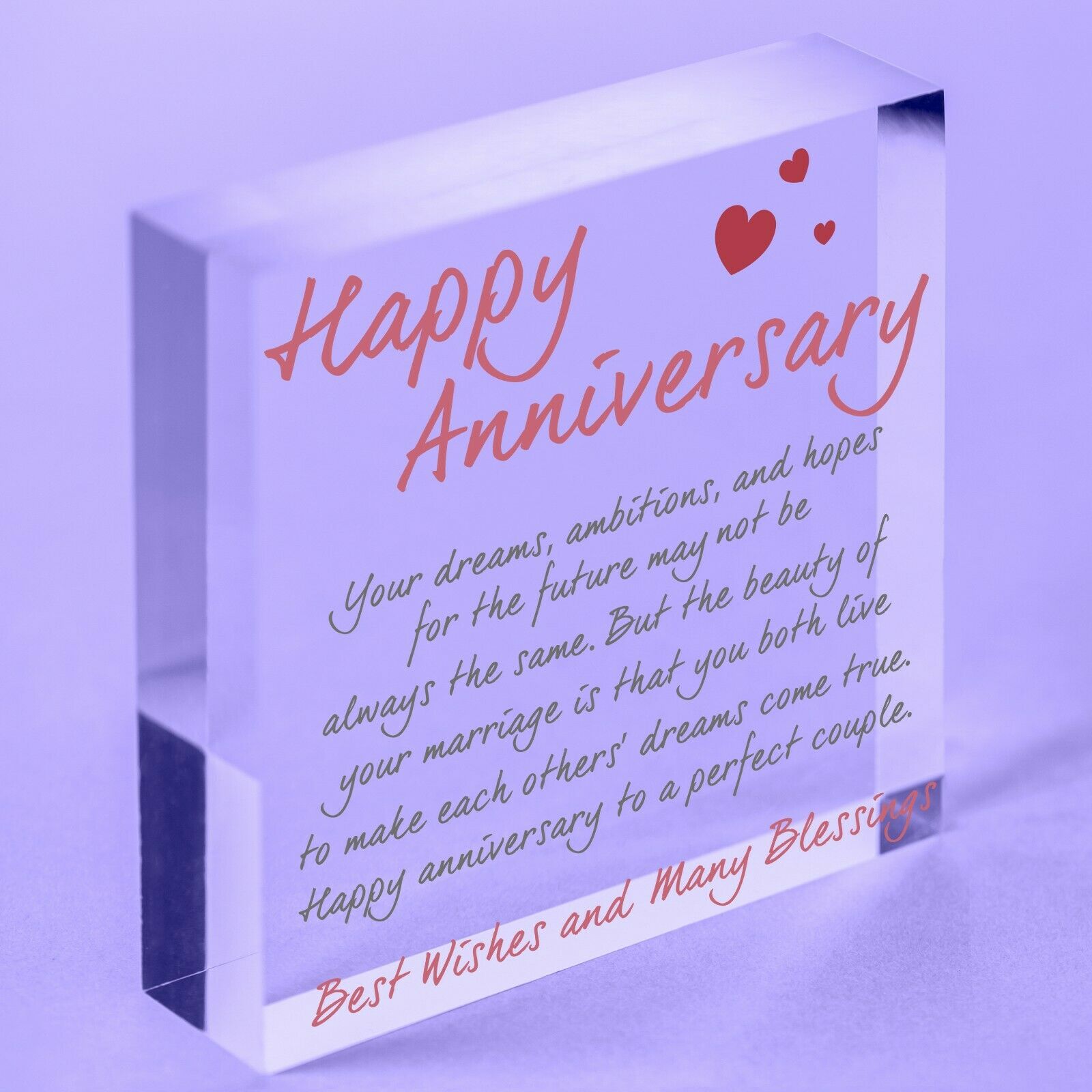 Wedding Anniversary Gift Heart Sign Happy Anniversary Gifts Acrylic Block