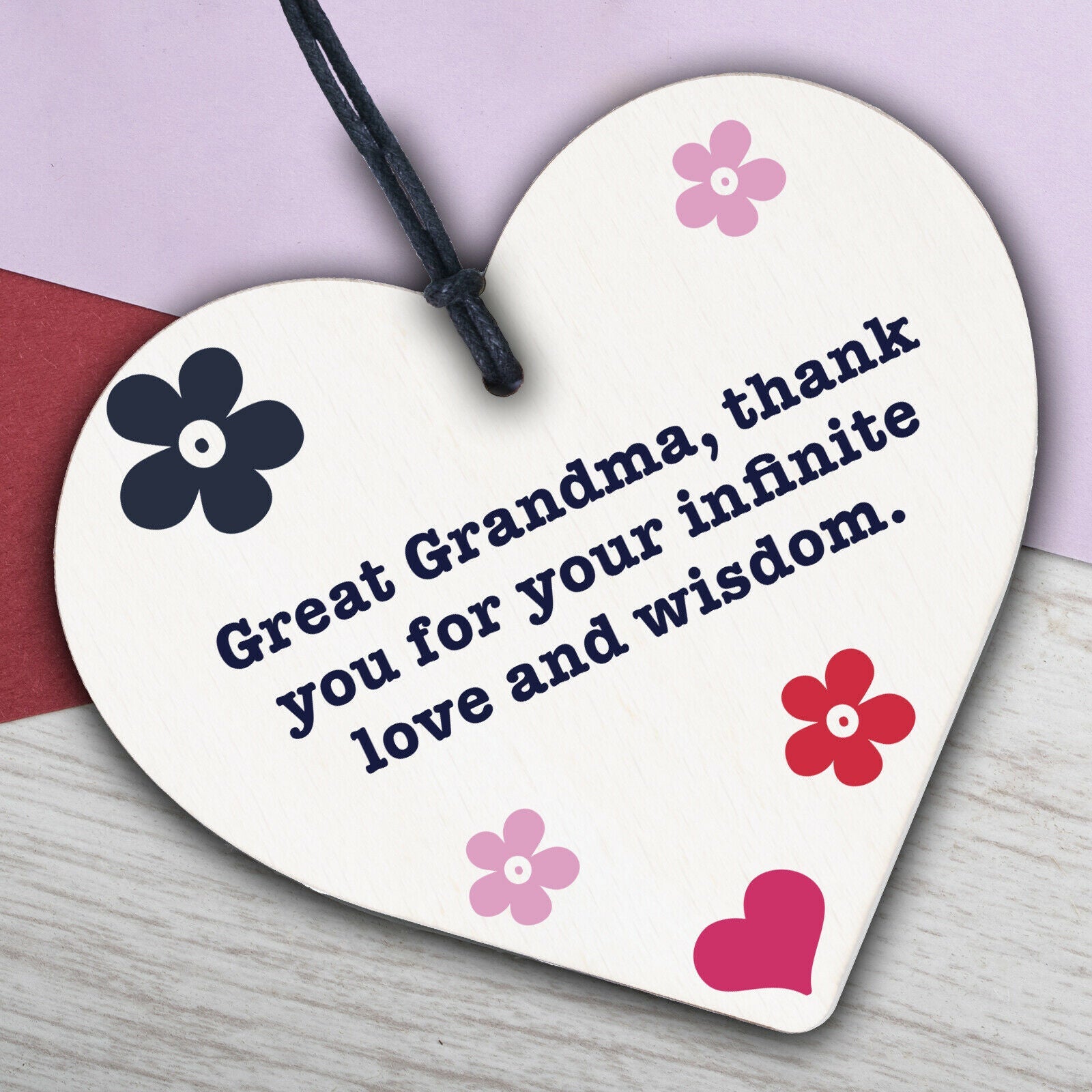 Great Grandma Nanny Gran Gifts Wooden Heart Keepsake Gift From Grandson Daughter