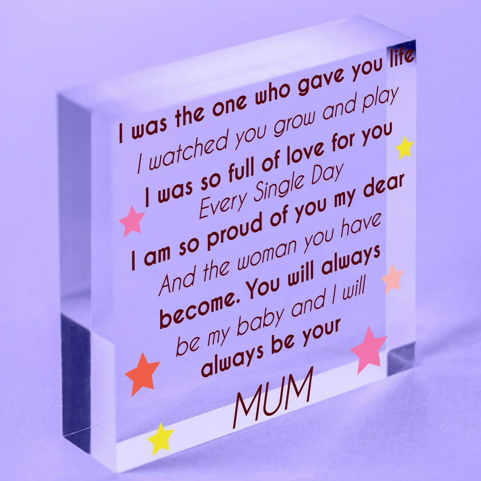 Gave You Life Mother Daughter Acrylic Block Plaque Daughters Love Gift