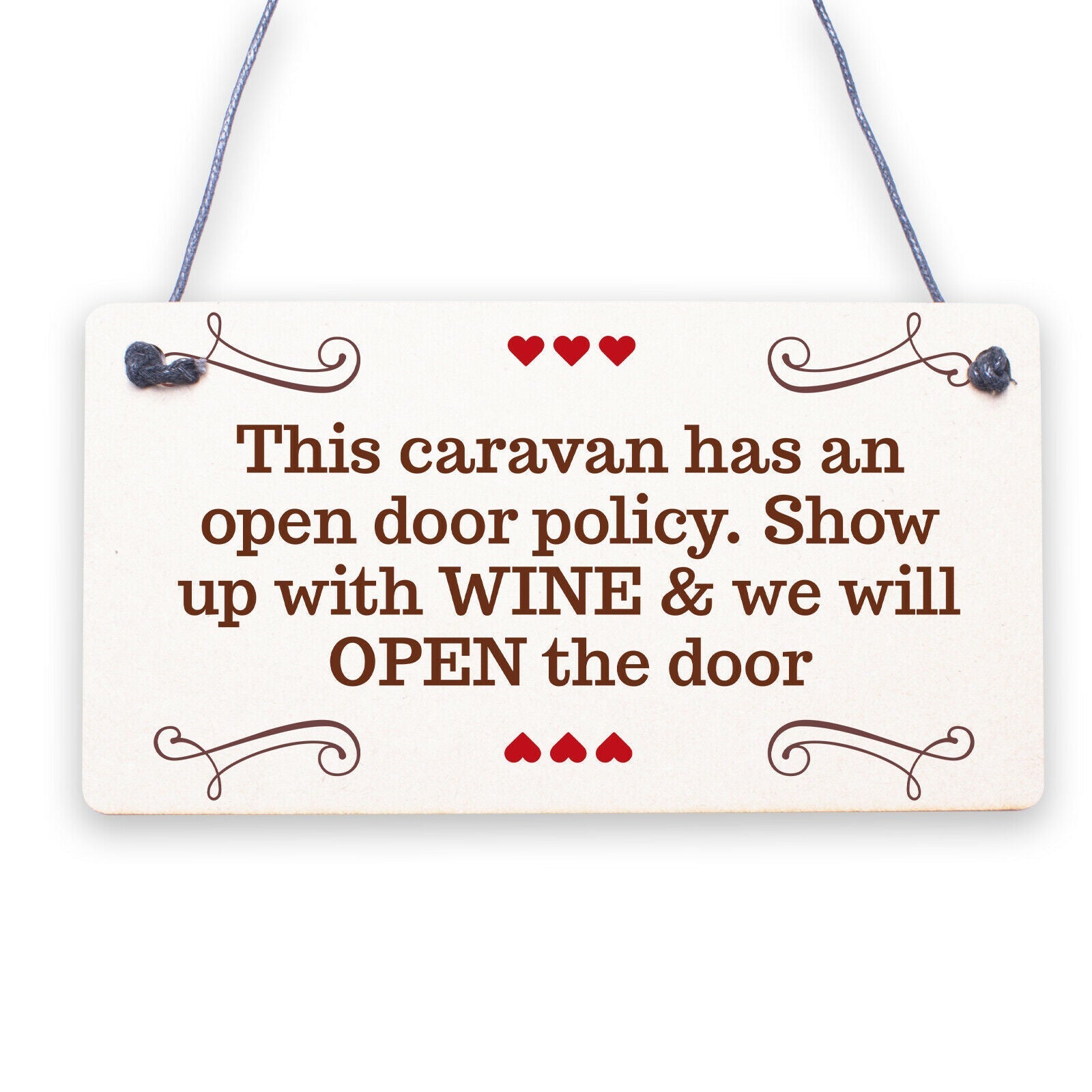 Open Door Policy Caravan Hanging Plaque Novelty Chic Camping Holiday Sign Gifts