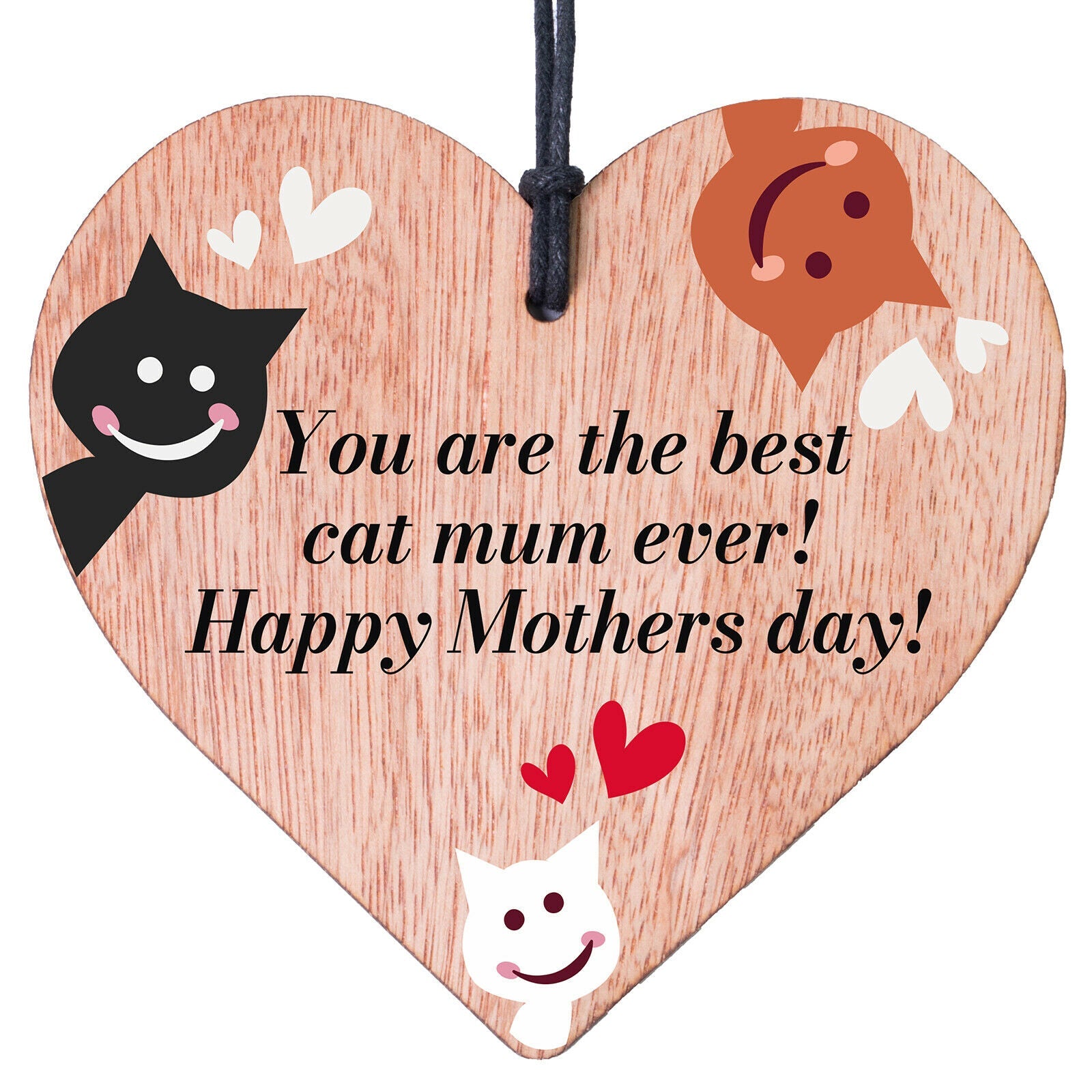 Happy Mothers Day Best Cat Mum Funny Pets Message Heart Plaque Son Daughter