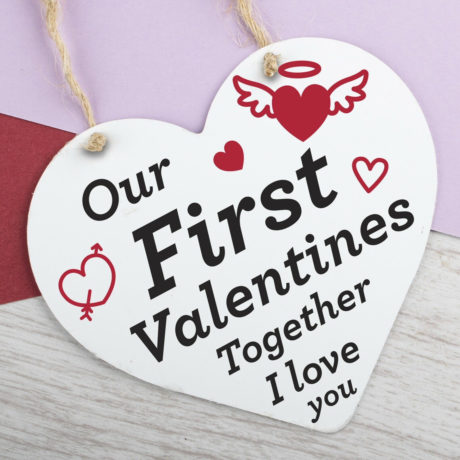 First Valentines Hanging Sign Gift Girlfriend Boyfriend