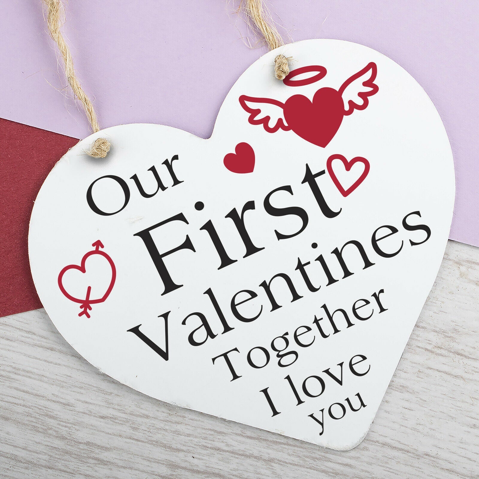 First Valentines Day Hanging Sign Gift For Him Boyfriend Gifts