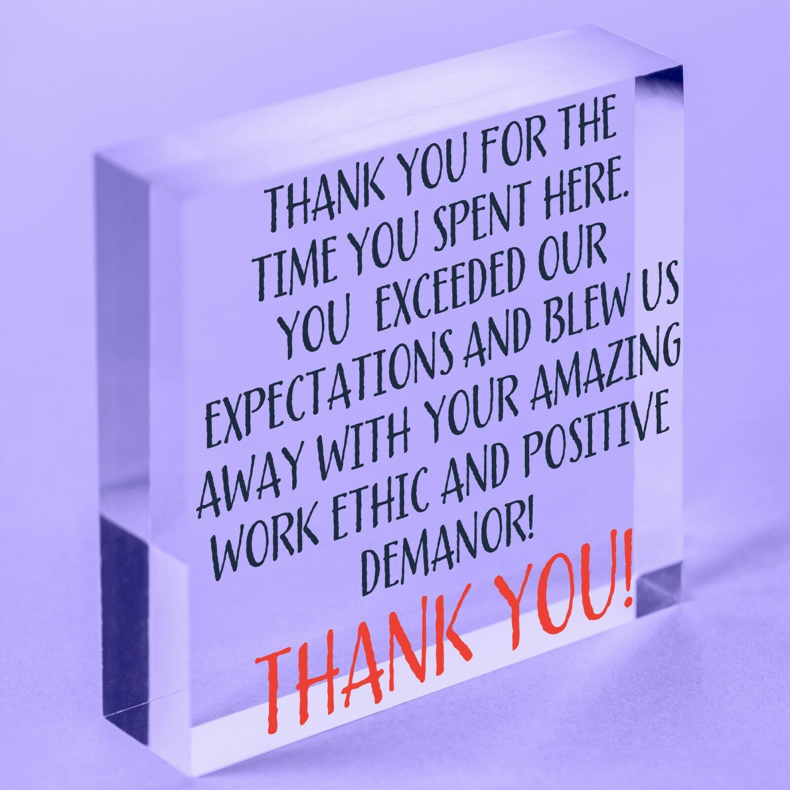 Thank You Gift For Volunteer Colleague Acrylic Block Friendship Keepsake