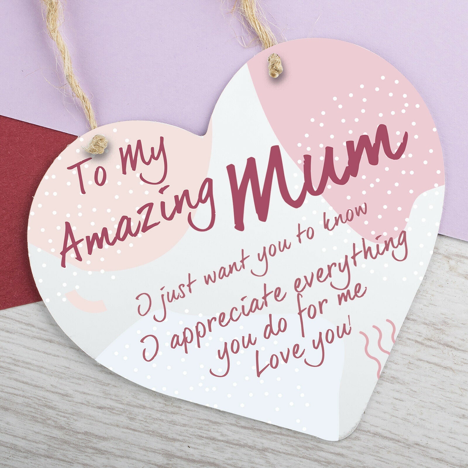I Love You Mothers Day Gifts Heart Plaque Sign For Birthday