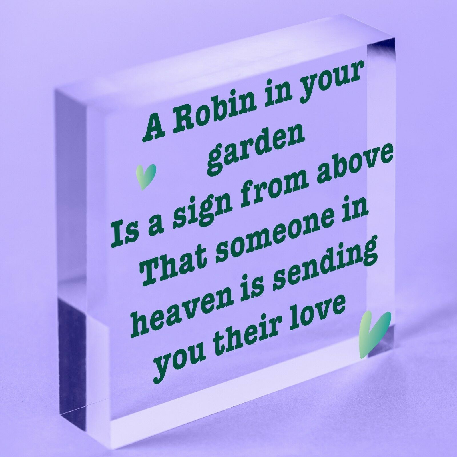 Robin Garden Memorial Grave Acrylic Heart Sign Remembrance Plaque