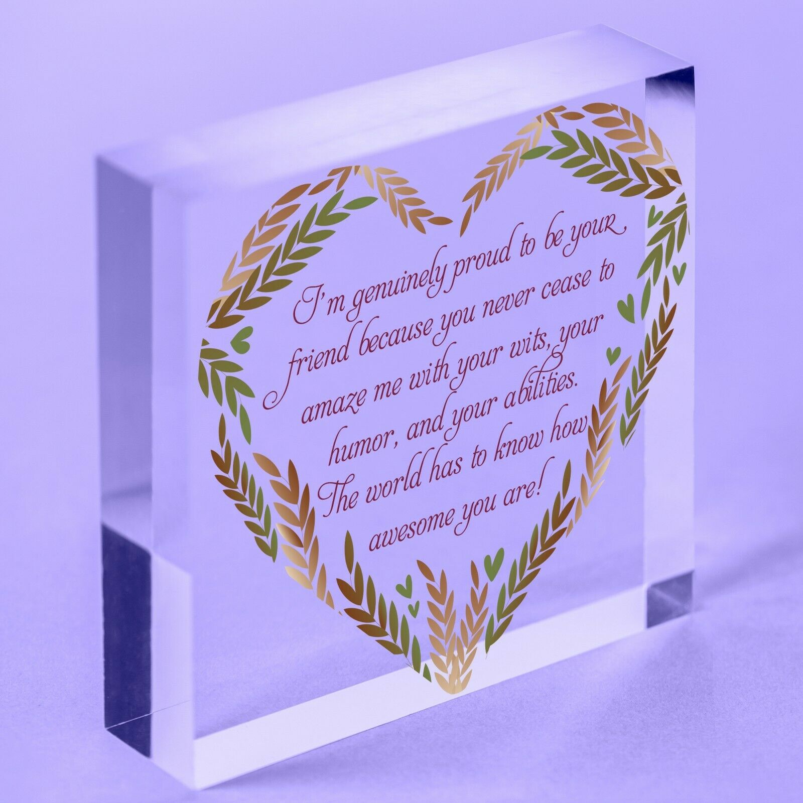 Best Friend Message Acrylic Block Special Occasion Gift Thank You Special
