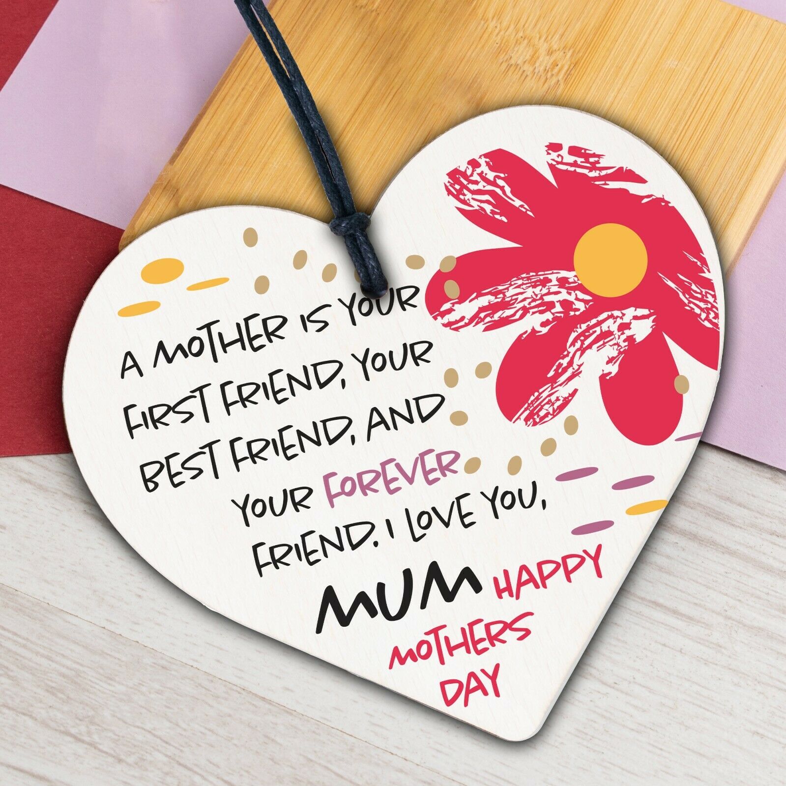 Funny Mothers Day Birthday Gift For Mum Wooden Heart Daughter Son Keepsake