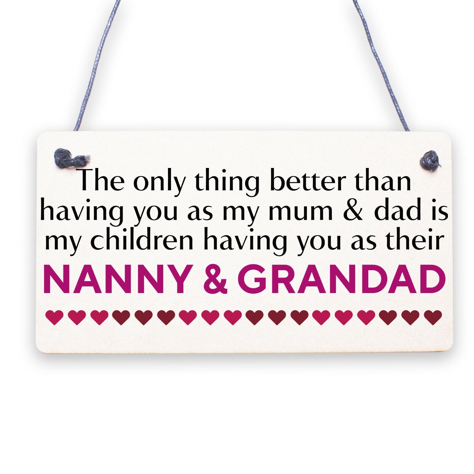 Mum Dad Nanny & Grandad Shabby Chic Love Wooden Hanging Plaque Gift Sign Present