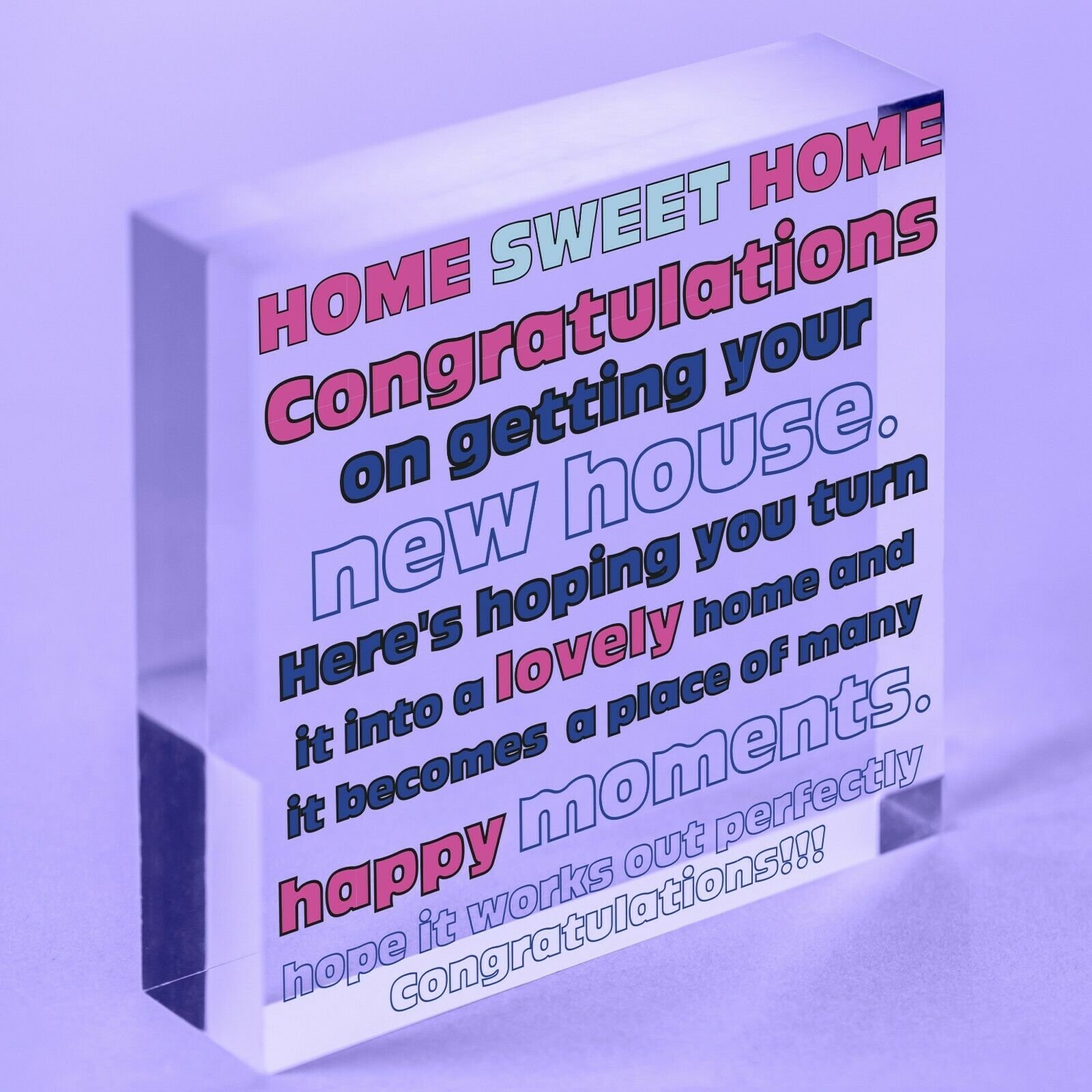 New Home Gifts Funny Congratulations Sign Plaque Acrylic Block