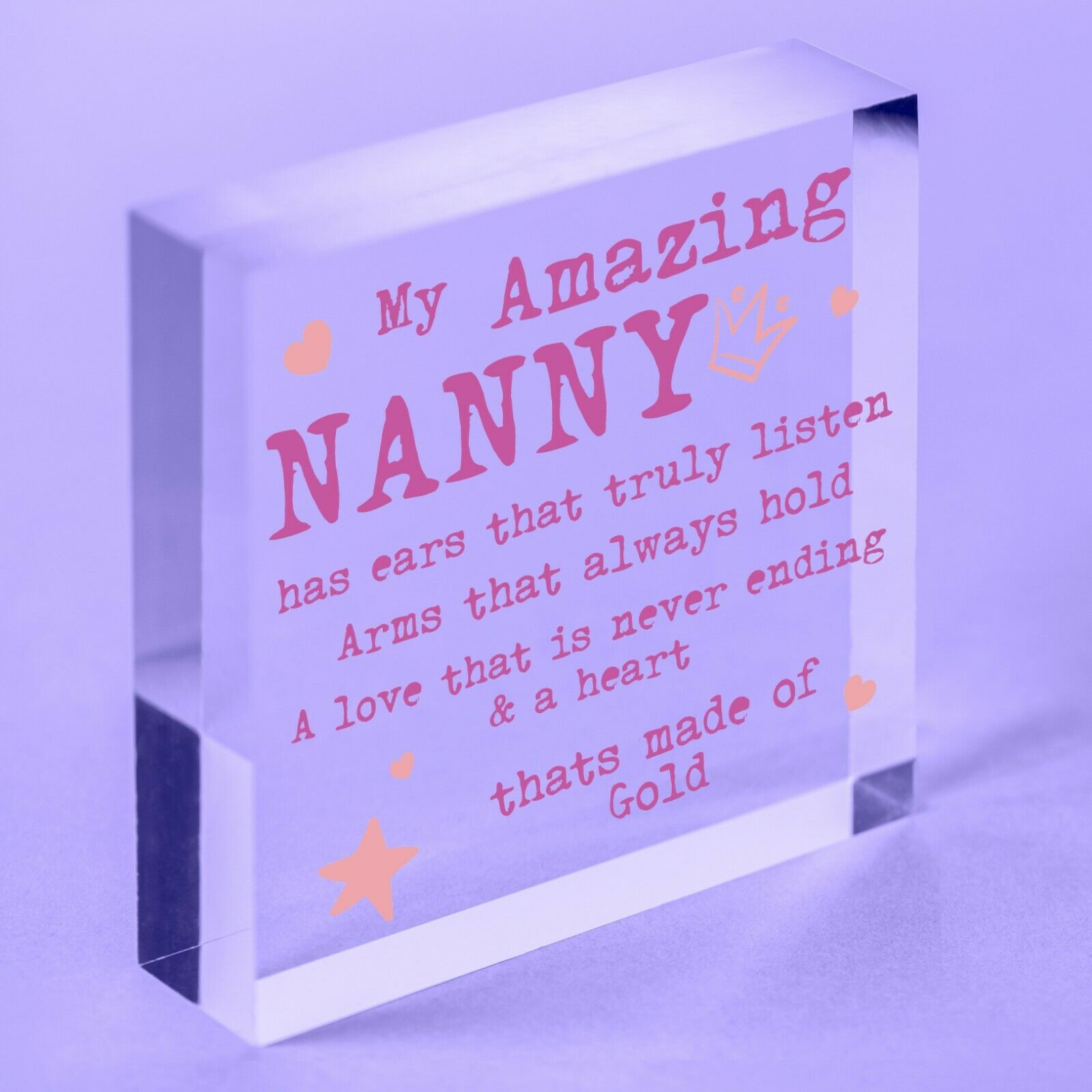 Nanny Acrylic Plaque Birthday Gift Sign Present Plaque Shabby Chic Square Plaque