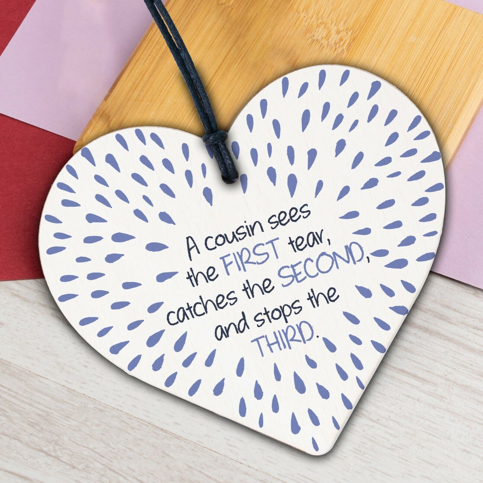 Novelty Cousin Gifts Wooden Heart Plaques Birthday Christmas Gifts For Cousin