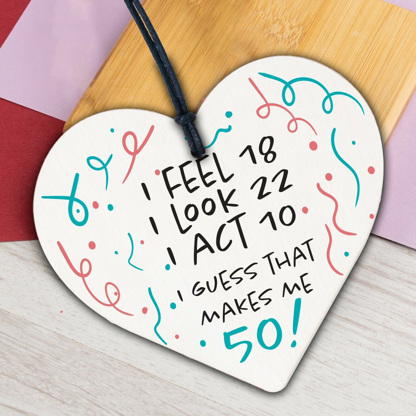 Funny 50th Birthday Gifts 50th Decorations Wooden Heart
