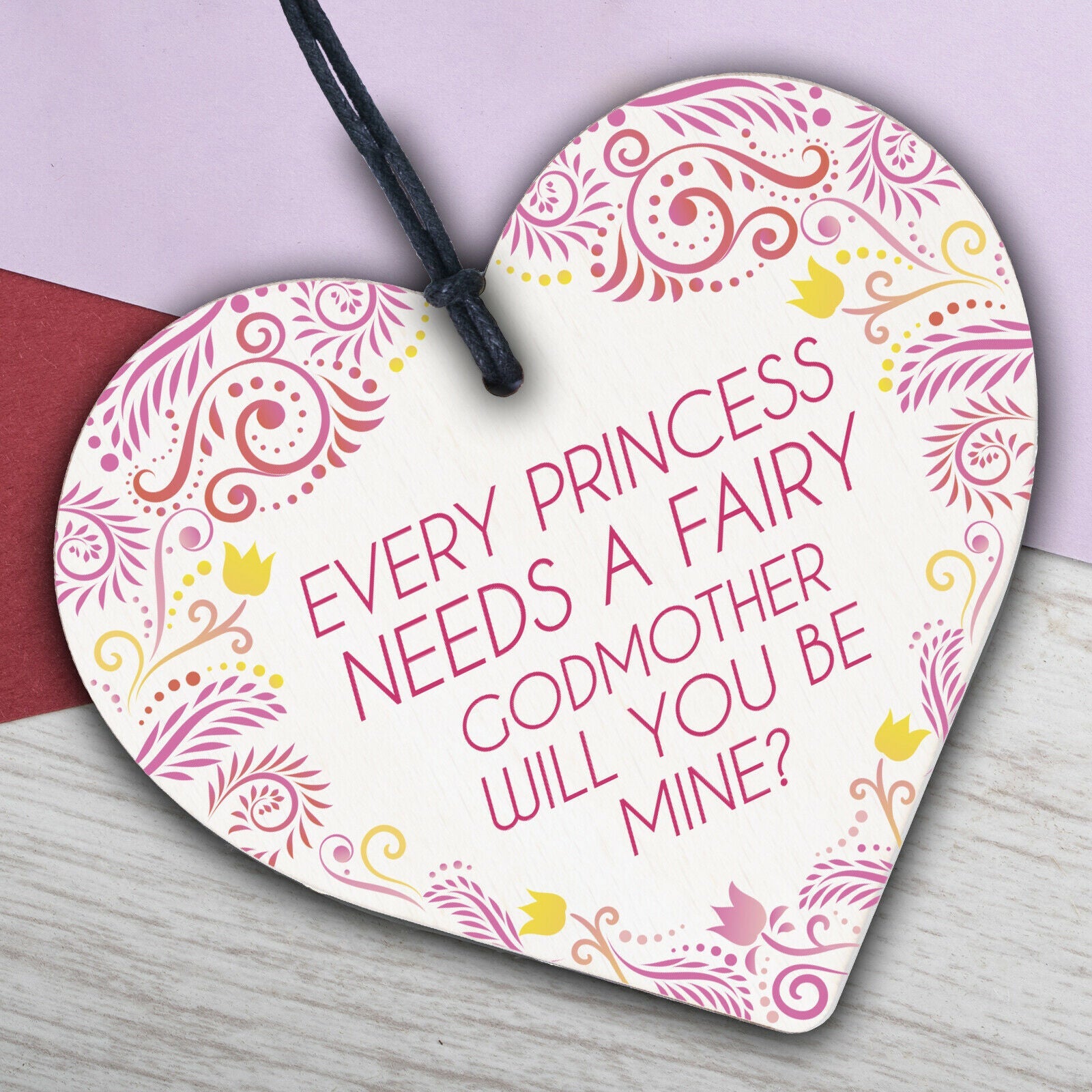 Will You Be My Godmother Fairy Wooden Heart Godparents Family Friendship Gifts