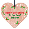 Merry Christmas Heart Plaque Favourite Brother Happy Holidays New Year