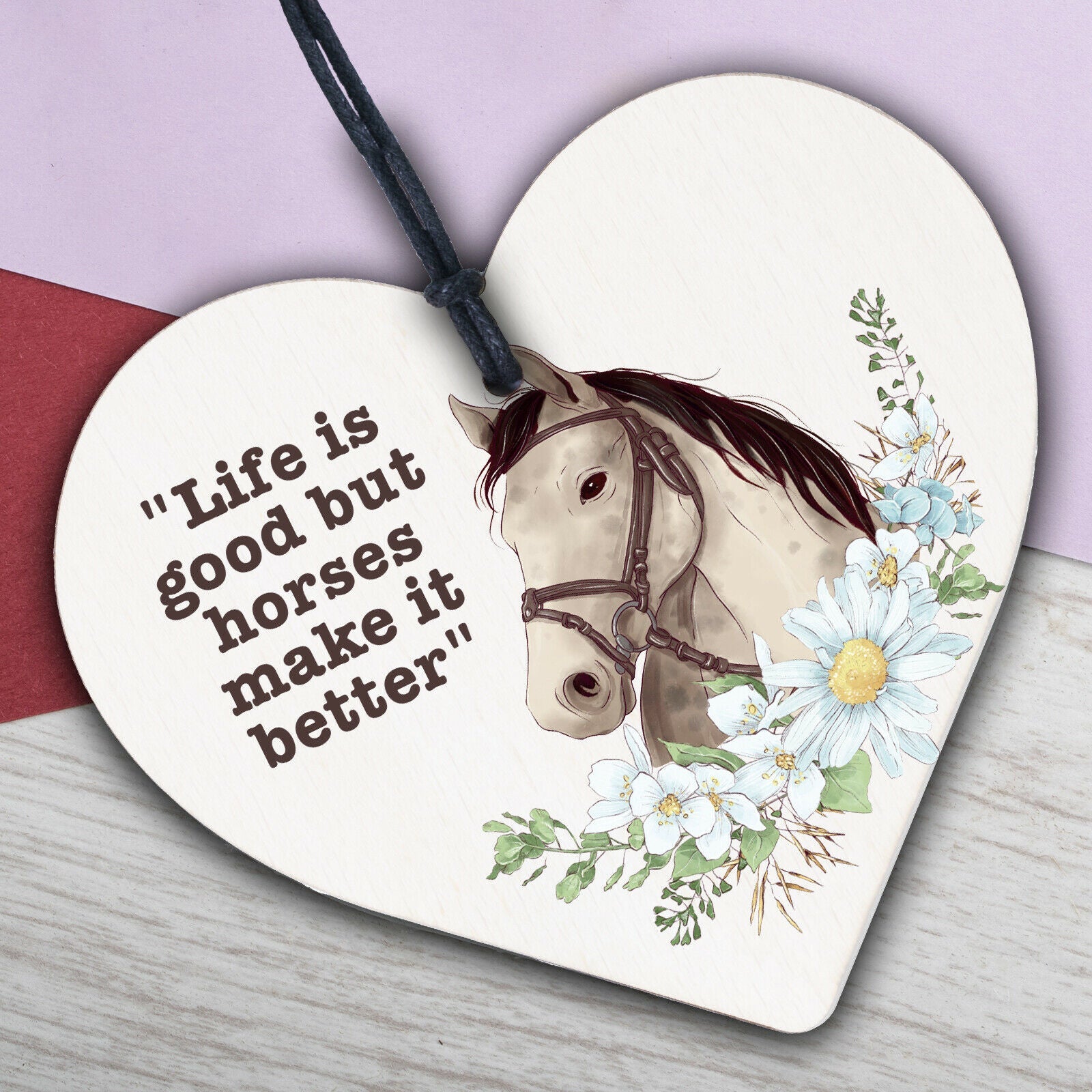 Friendship Gift Horse Gift For Women Girls Wood Heart