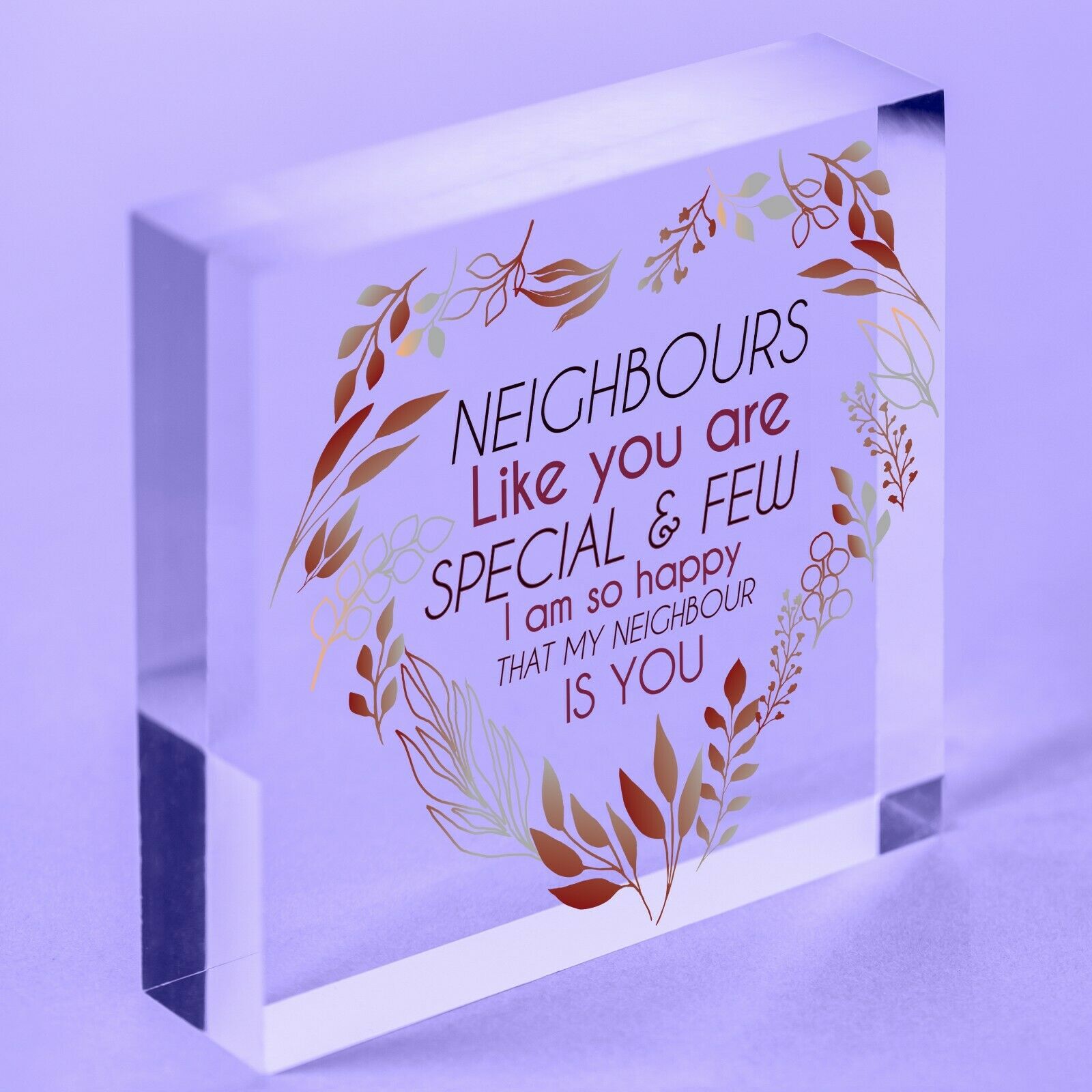 Thank You Neighbour Gift Acrylic Heart Plaque Friendship Friend Home Gift Sign