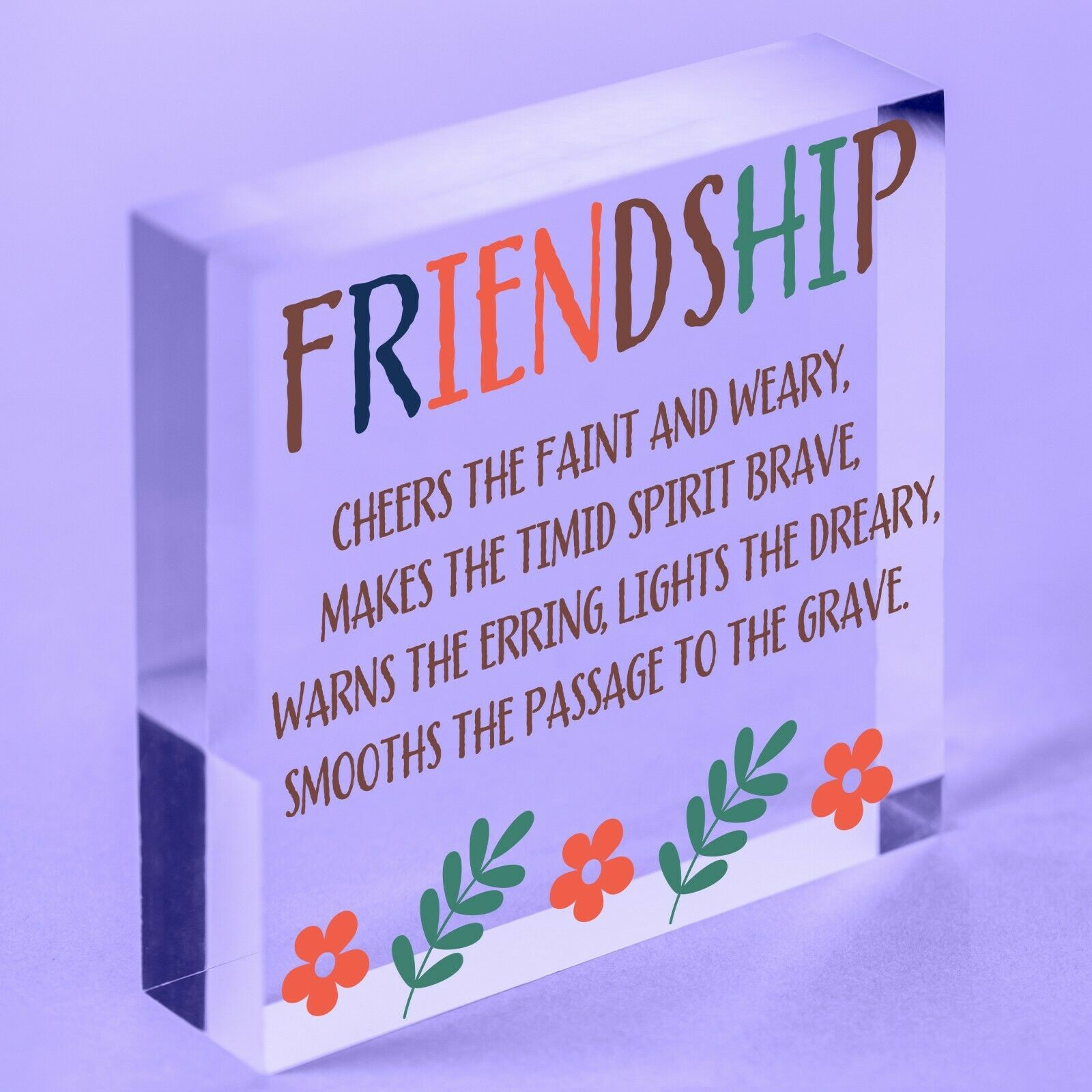 True Friends Friendship Sign Best Friend Plaque Gift Acrylic Block Thank You