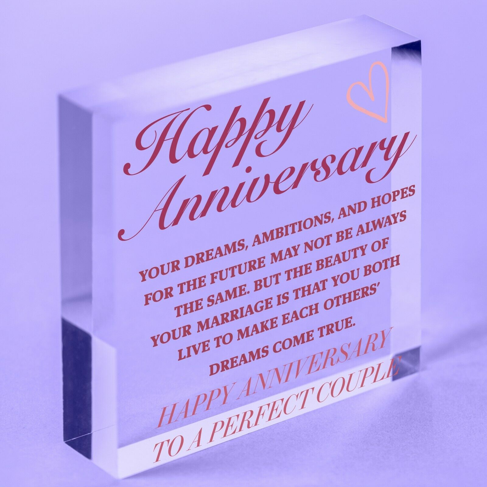 Wedding Anniversary Gift Heart Sign Happy Anniversary Gifts Acrylic Block