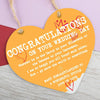 Just Married Congratulations Hanging Sign Plaque Heart