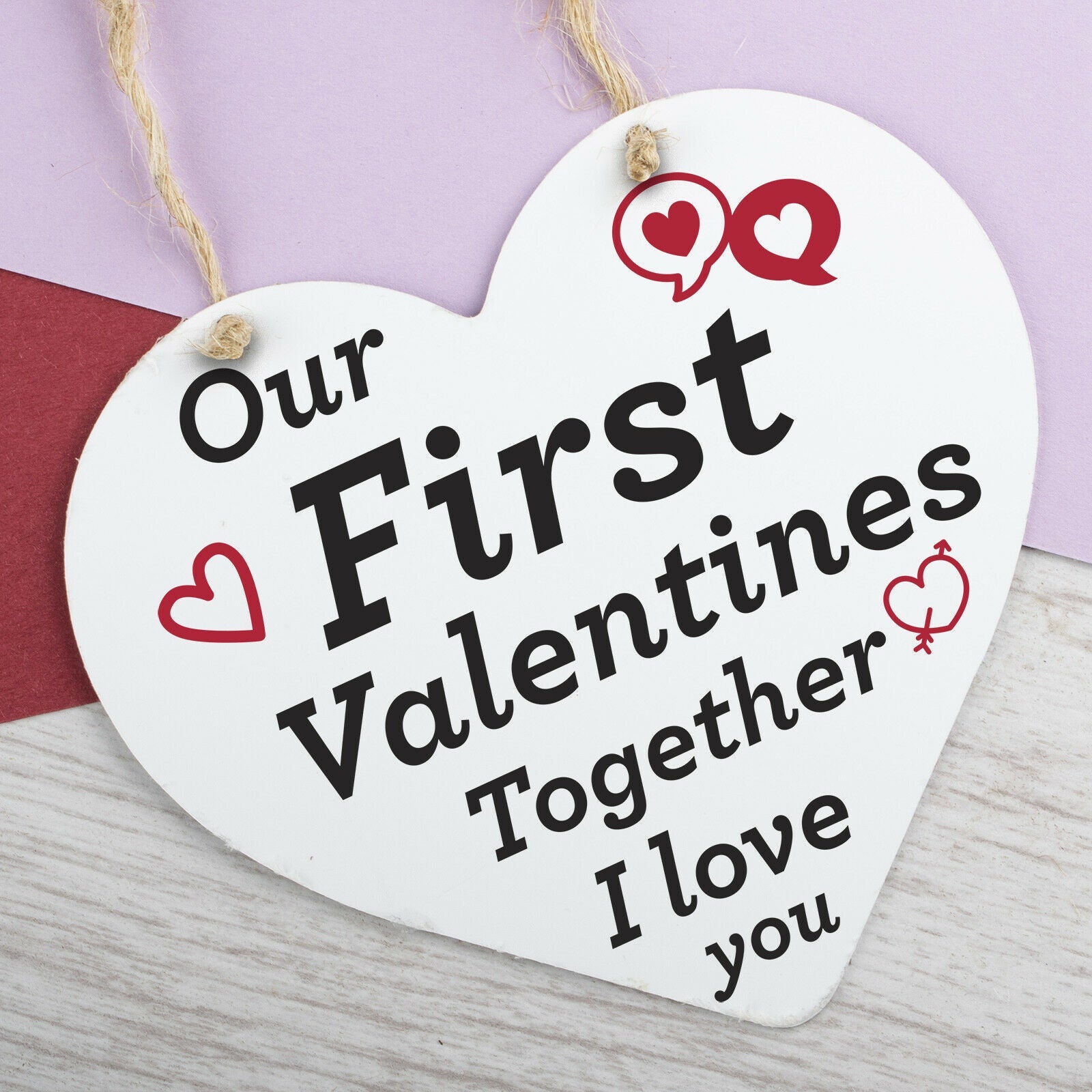 First Valentines Hanging Sign Gift Girlfriend Boyfriend