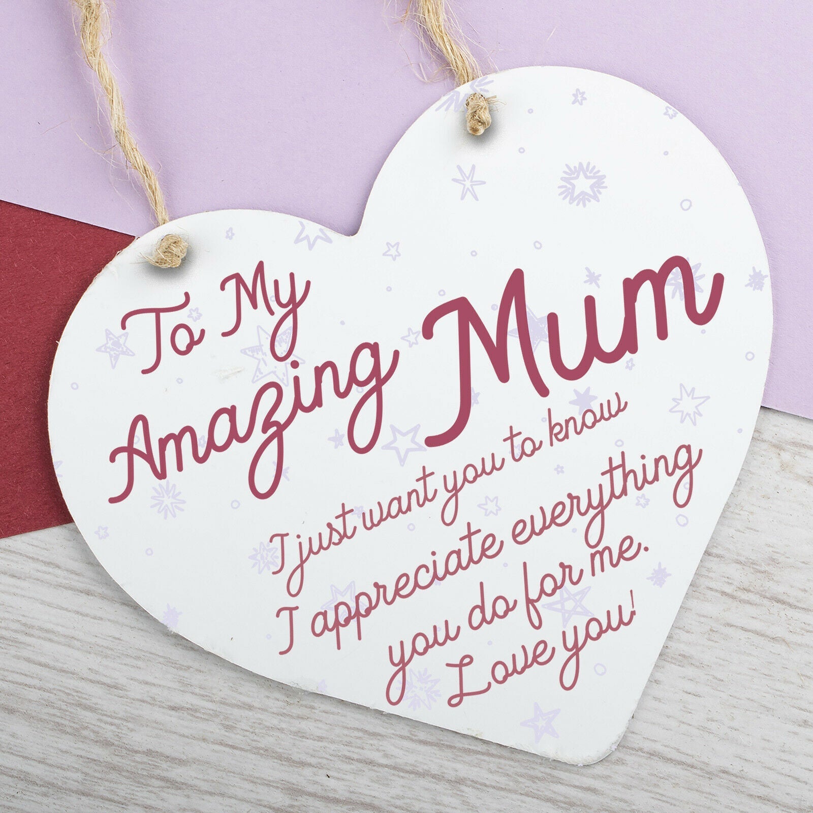 Mothers Day Hanging Sign Gift For Mum Nan Heart Love  Plaque