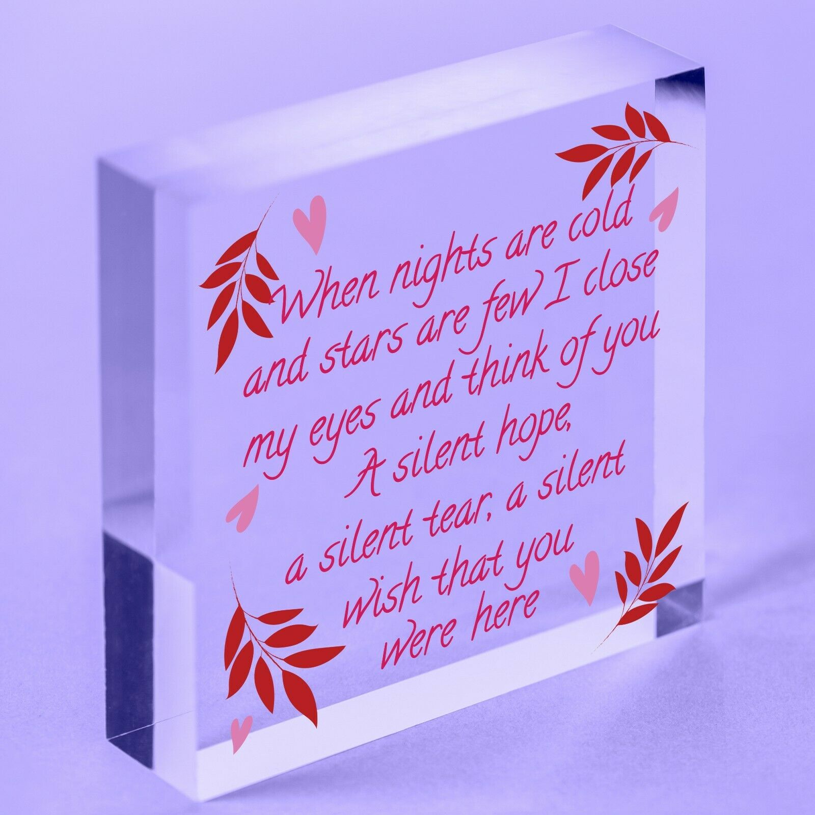 Ambient Memorial Message for Grandad Mum Acrylic Block Message Special
