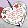 Funny Sign Christmas Bauble Wooden Heart In Memory Plaque Mum Dad Nan
