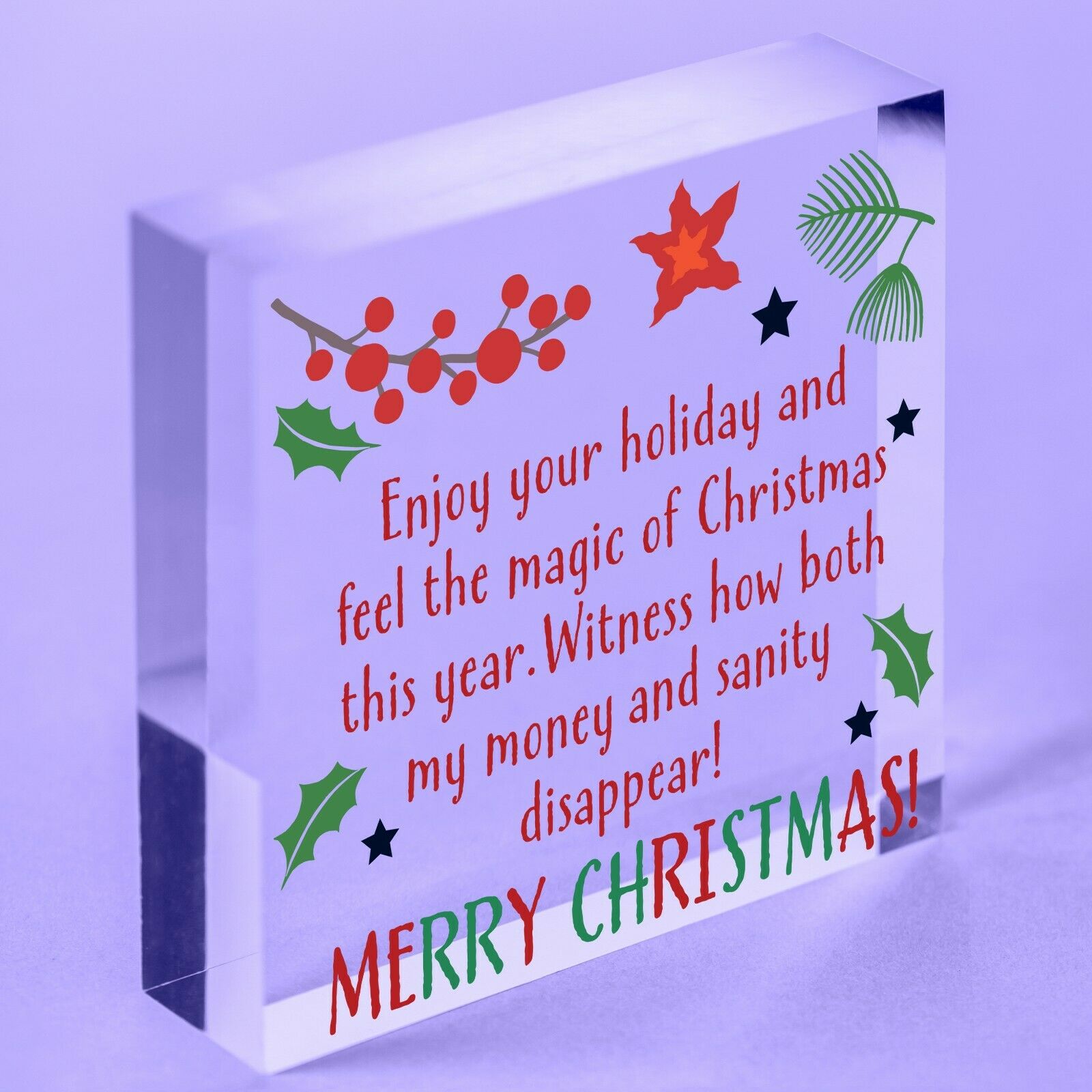 Funny Sign Christmas Bauble Acrylic Block In Memory Plaque Mum Dad Nan