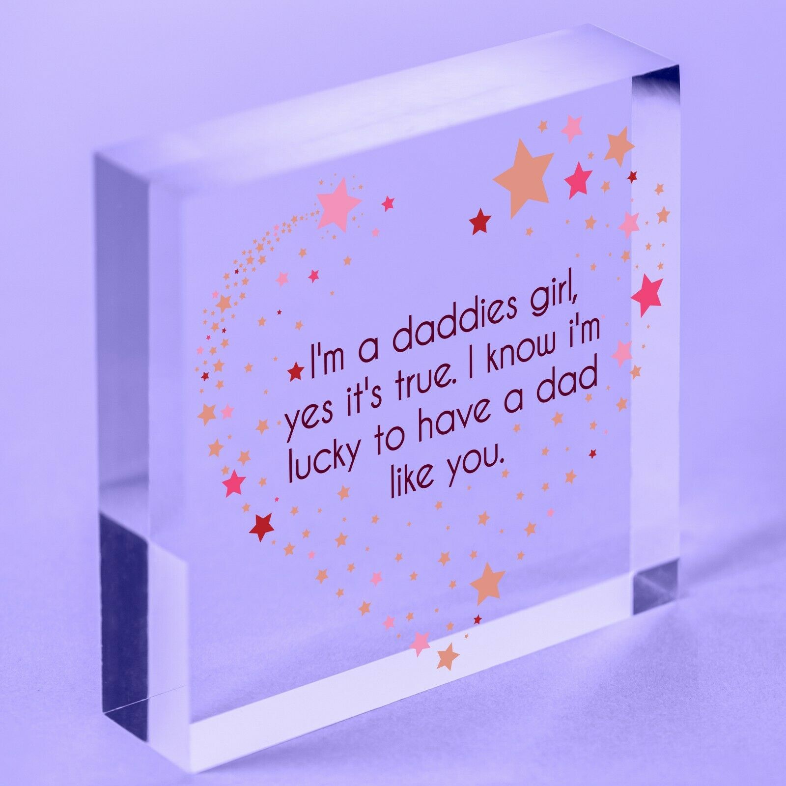 Daddies Girl Fathers Day Dad Acrylic Block Thank You Birthday Miss You Gift