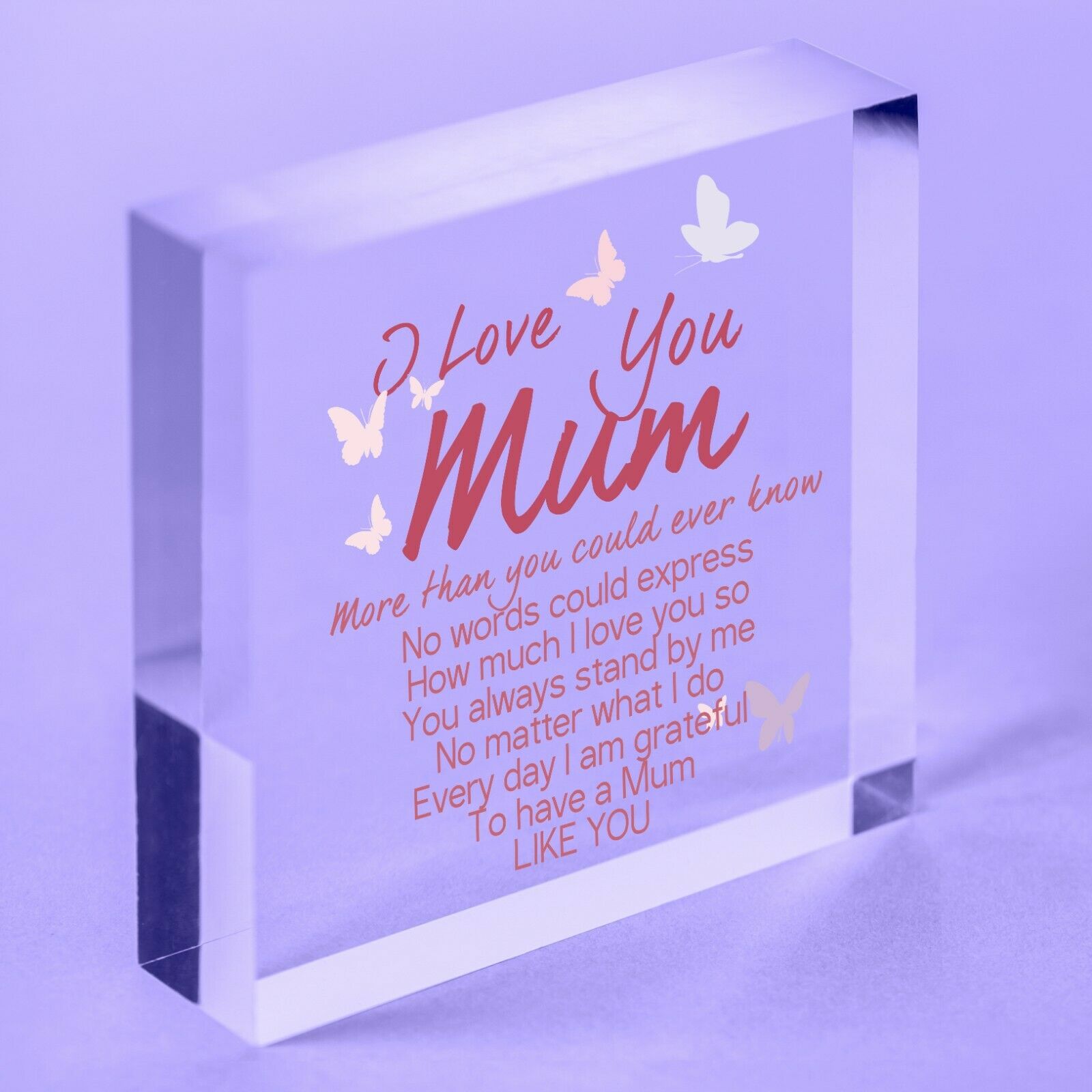 I Love You Mum Acrylic Plaque Cute Mum Mummy Thank You Birthday GIFT For Her