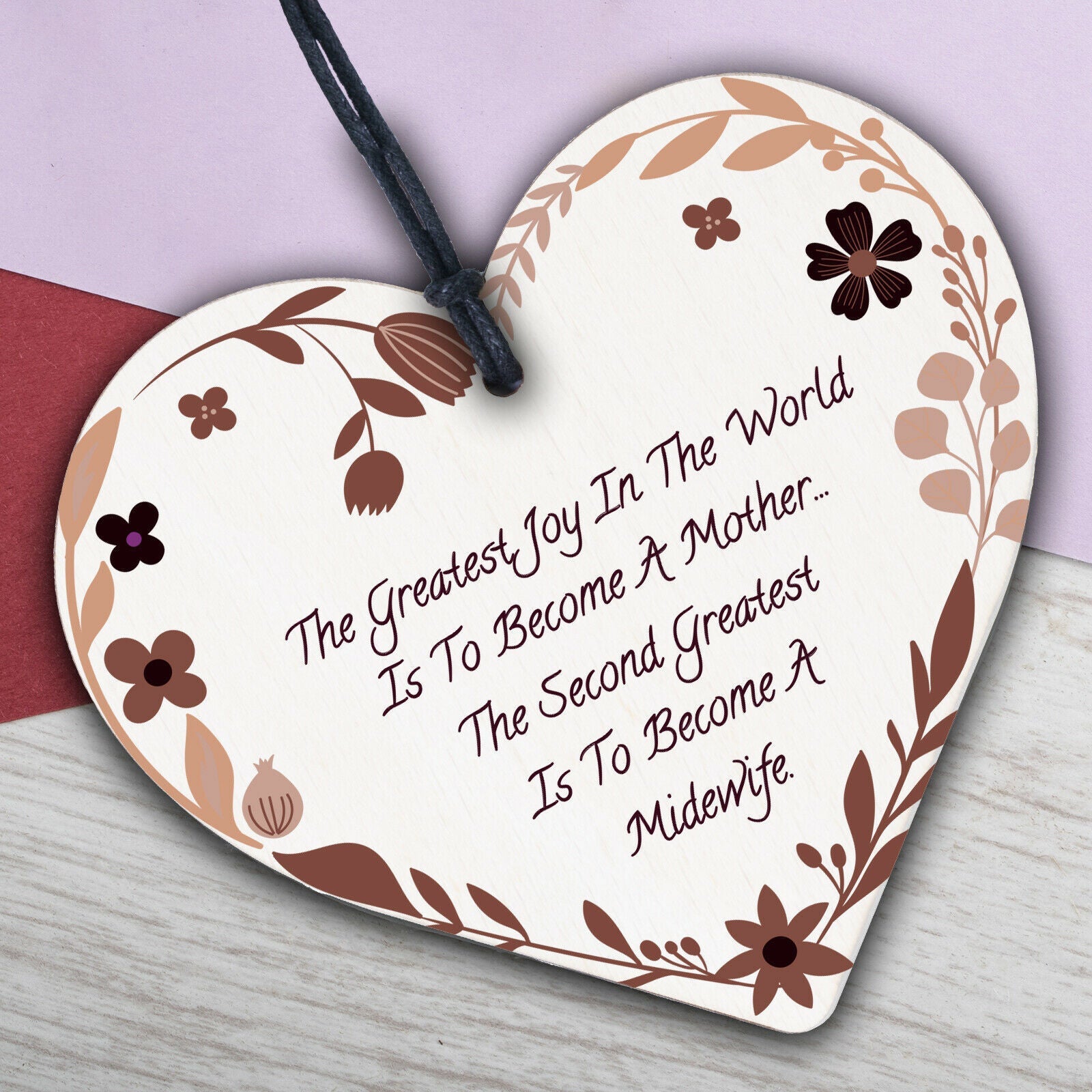 Greatest Joy Mother Midwife Wooden Hanging Heart Nurse Gift Student Plaque Sign