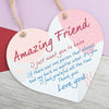 Best Friend Gift Heart Thank you Hanging Sign Friendship