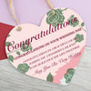 Wedding Day Gift Heart Hanging Sign  Congratulations