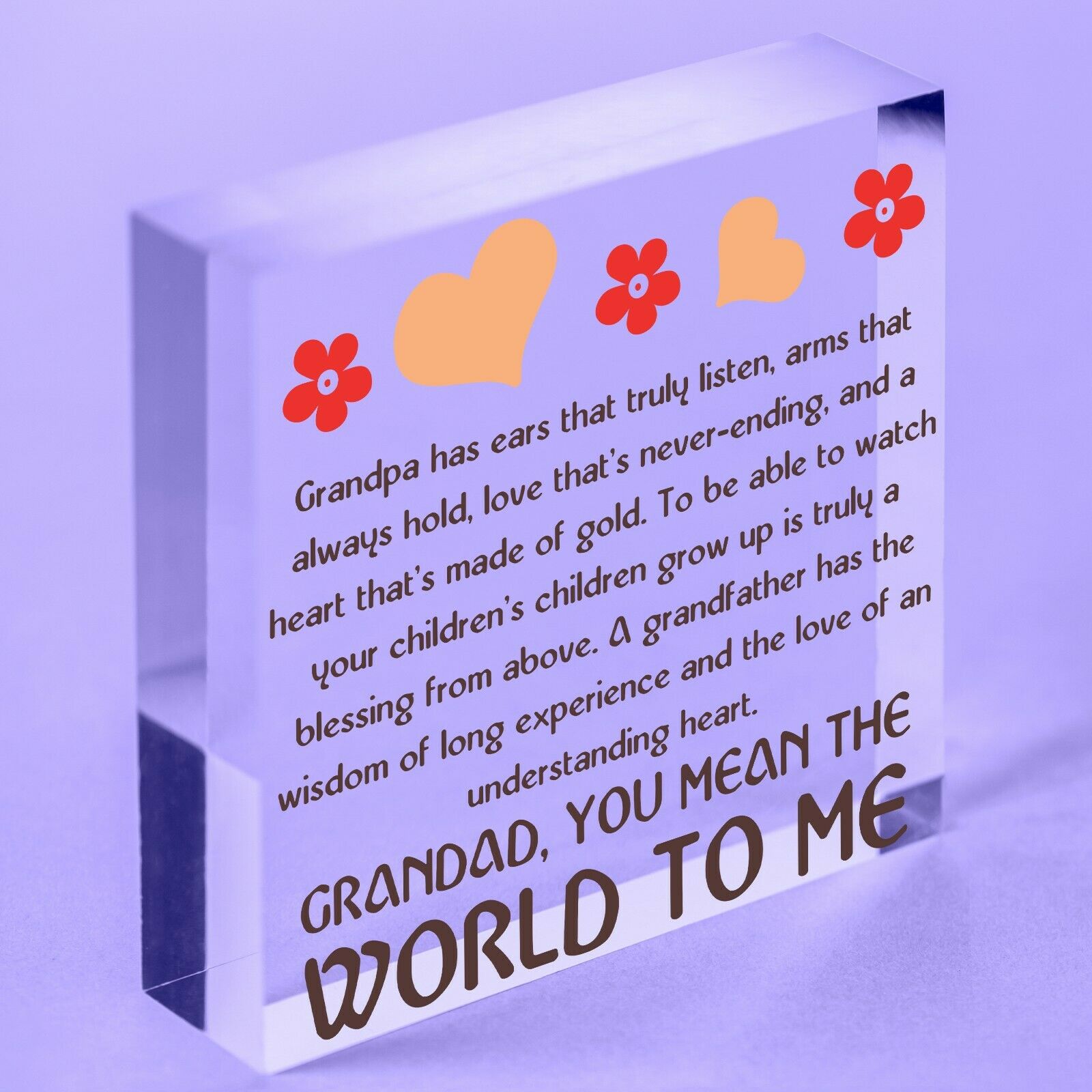 Thank You Gifts For Grandad Acrylic Block Grandad Birthday Gift FATHERS DAY Gift