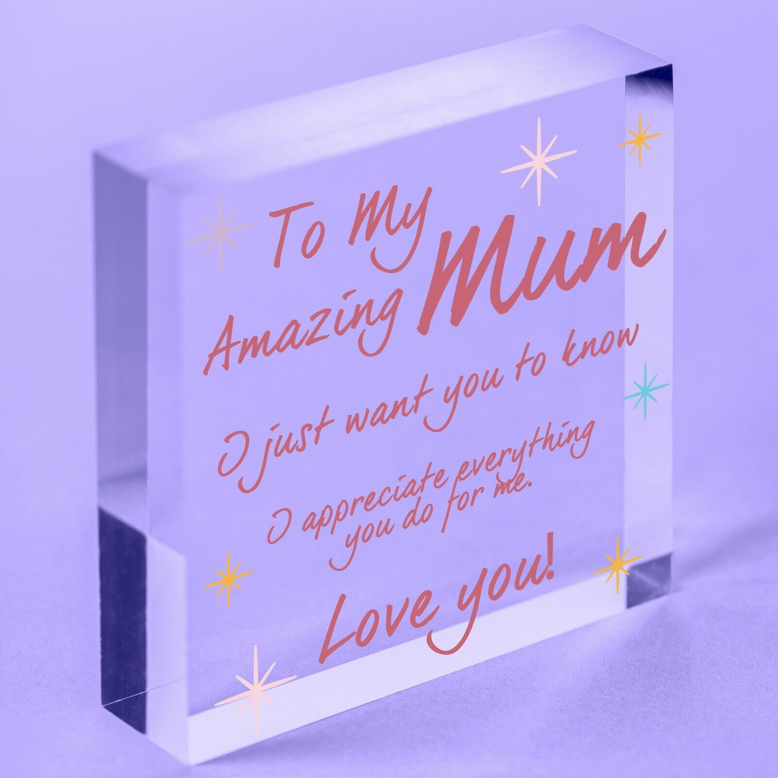 I Love You Mum Gifts Hanging Sign For Birthday Mothers Day Plaque Heart Acrylic