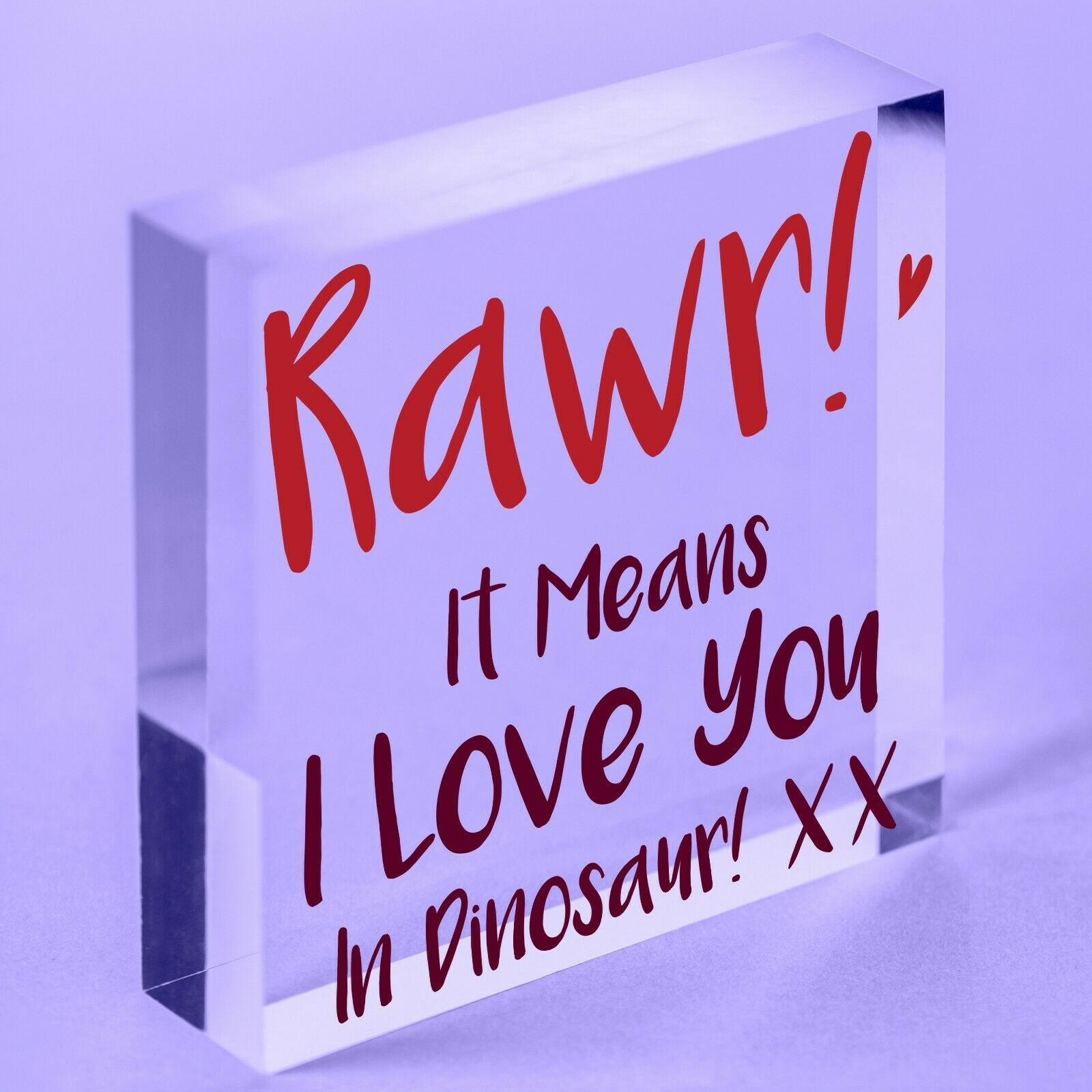 Rawr I Love You Novelty Acrylic Block Plaque Funny Valentines Day Gift