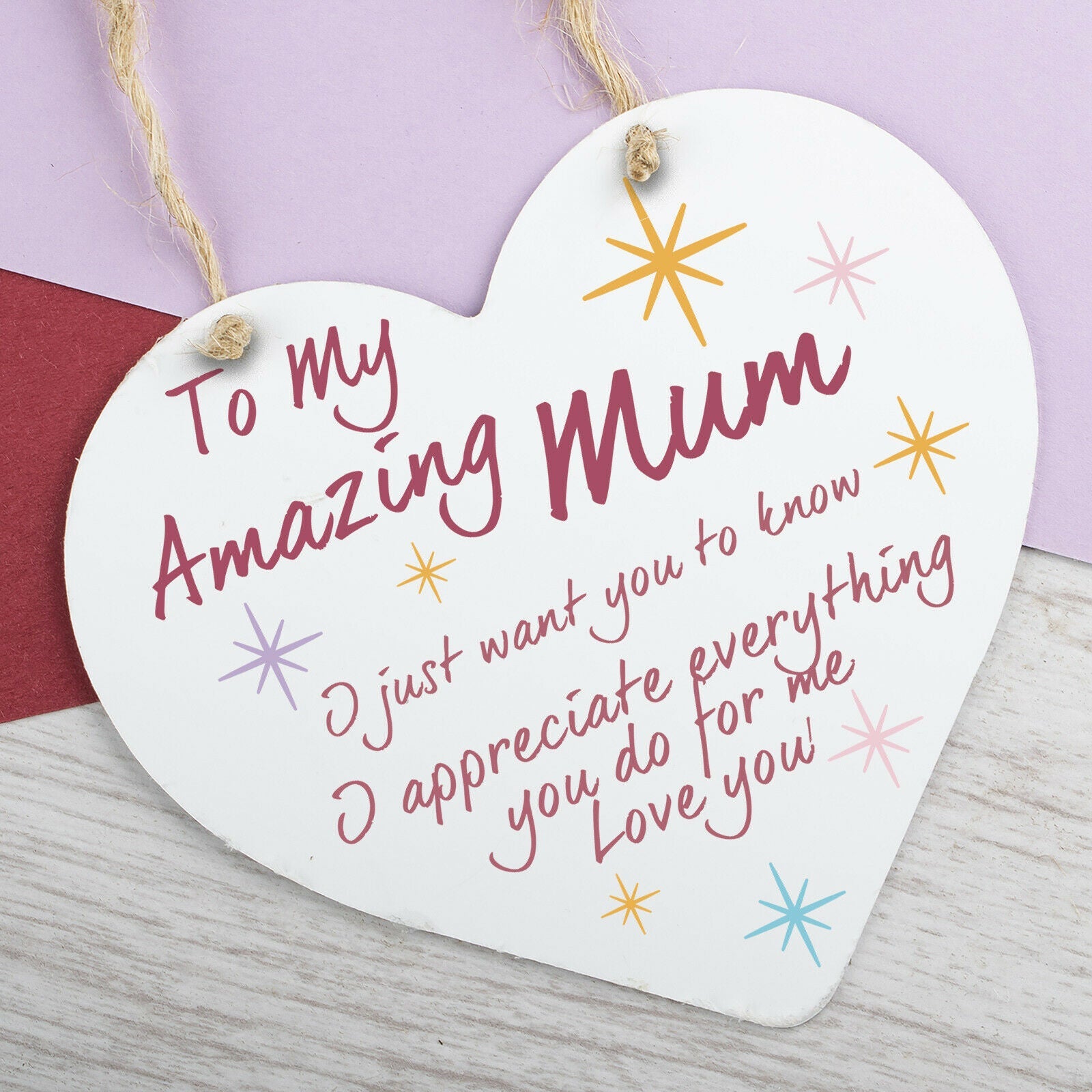 I Love You Mothers Day Gifts Mum Hanging Heart Plaque Sign